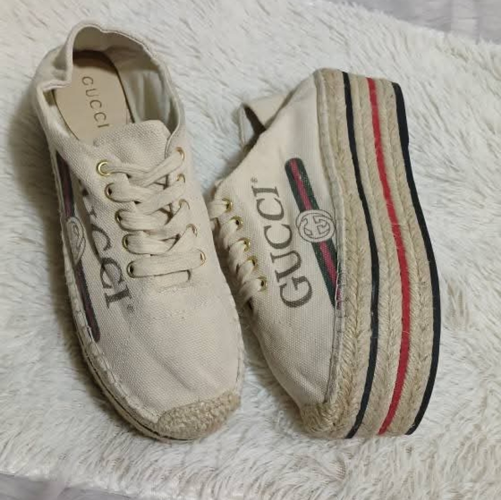 Gucci Web Accent Canvas Espadrille Sneakers size 38 - Picture 4 of 14